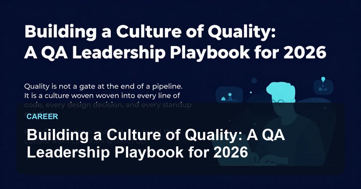 Building a Culture of Quality: A QA Leadership Playbook for 2026