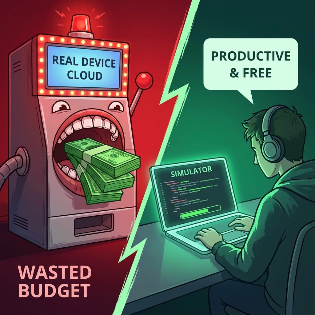 Stop Paying for Real Device Clouds. Why Simulators Are 'Good Enough' for 99% of Mobile QA.