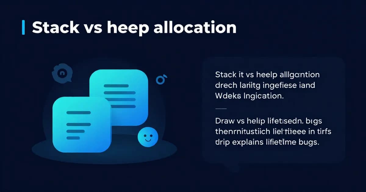 Stack vs heap allocation — draw it and explain lifetime bugs